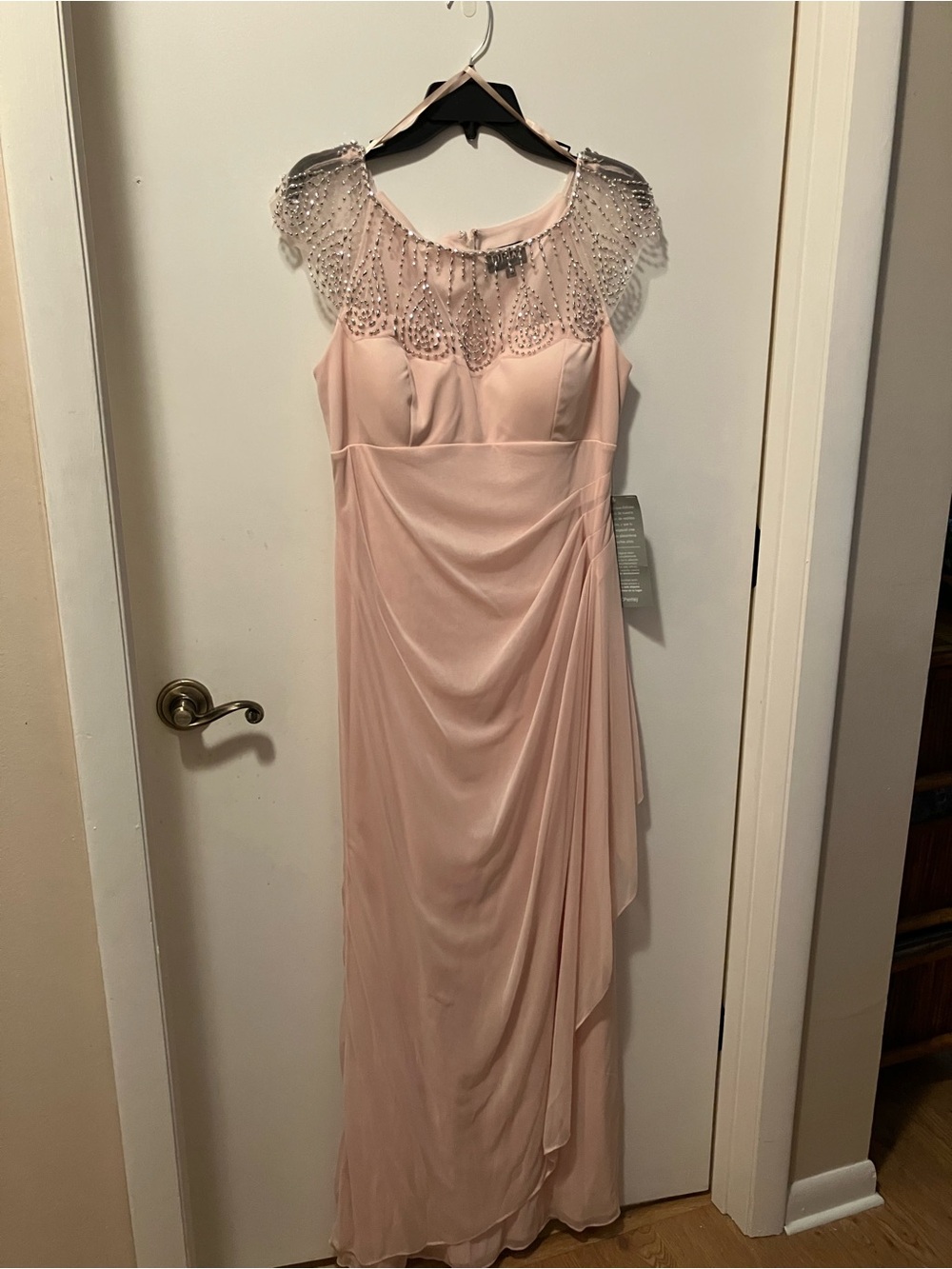 NWT DJ Jaz Womens Size 12 Beaded Short Sleeve Maxi Evening Gown
